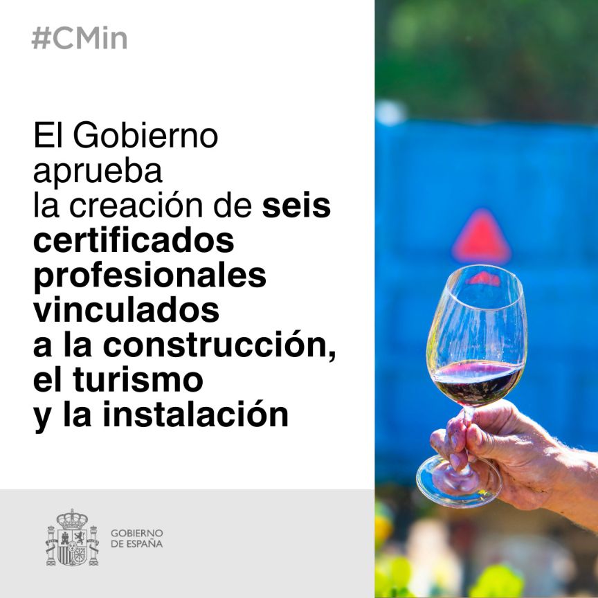El Gobierno aprueba la creación de seis certificados profesionales vinculados a la construcción, el turismo y la instalación