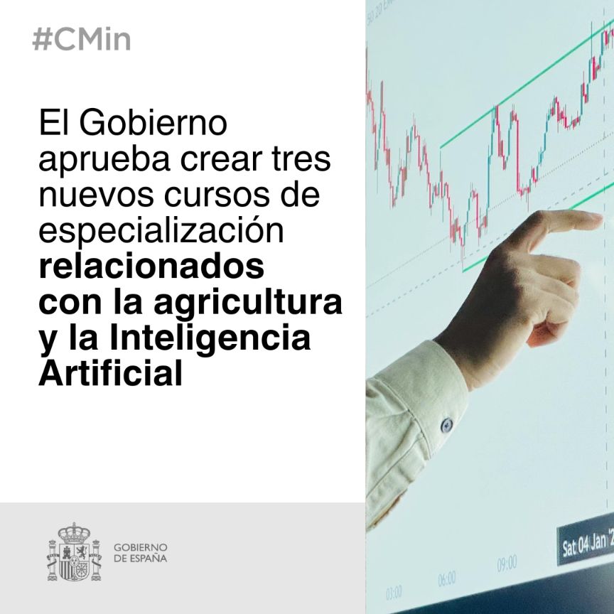 El Gobierno aprueba crear tres nuevos cursos de especialización relacionados con la agricultura y la Inteligencia Artificial